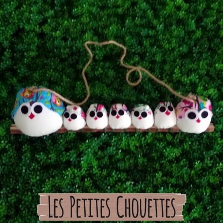 Famille 7 chouettes tissus hibou